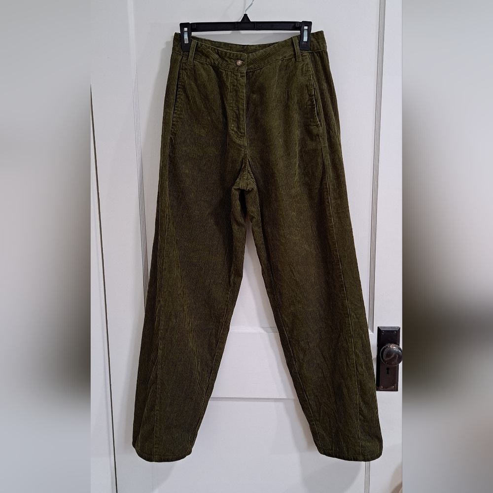 Green Corduroy High Rise Wide Leg Poetry Trousers size 6 us
